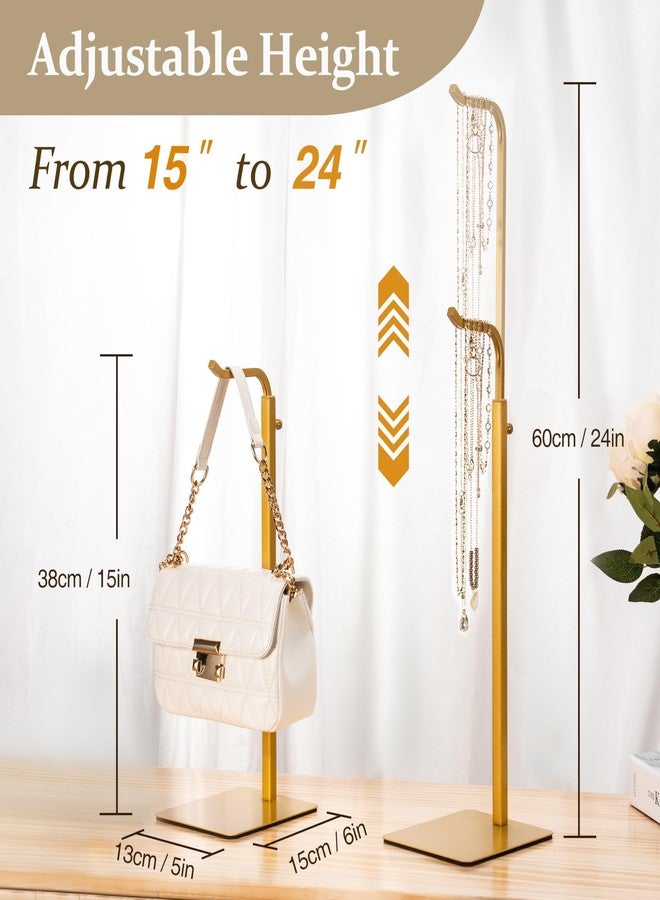 Josmimic Purse Holder Handbag Display Stand: Gold Hanger Rack for Bags, Purses, and Wreath, Adjustable Hook Stand for Tabletop, Closet, and Retail Use for Vendors - Image 2